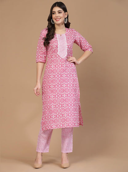 LookMark Women's Cotton Blend Regular Kurta Set
