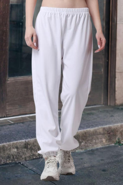 POPWINGS Casual Solid Joggers for Women || Loose Fit Joggers for Women ||Joggers for Summer Wear White