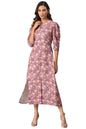 W For Woman WomenS Cotton Pink Floral Printed Vaccy Dress Ankle Length 22Now18466-119646