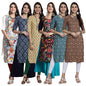 Pinkmint Festival Wear Printed Crepe KurtiS For WomenS Ll Ethnic Kurti Ll Comfortable Kurti (Pack Of 6)