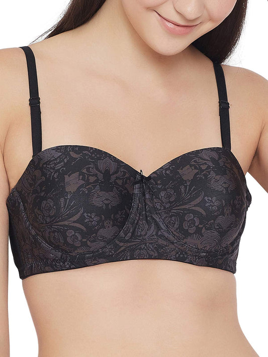Clovia Womens Padded Underwired Full Cup Printed Balconette (BR2107P13_Black_40C)
