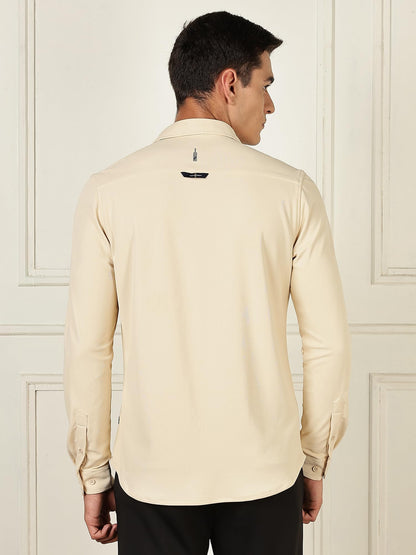 Thomas Scott Mens | Premium | Spread Collar | Slim Fit | Long Sleeves | 4 Way Stretch | Coolmax | Knitted | Casual | Shirts for