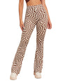 Shasmi Womens & Girls Coffee Checkered Print Dress Pants Stretchy Work Slacks Business Casual Office Bell-Bottom/Boot-Cut Elast