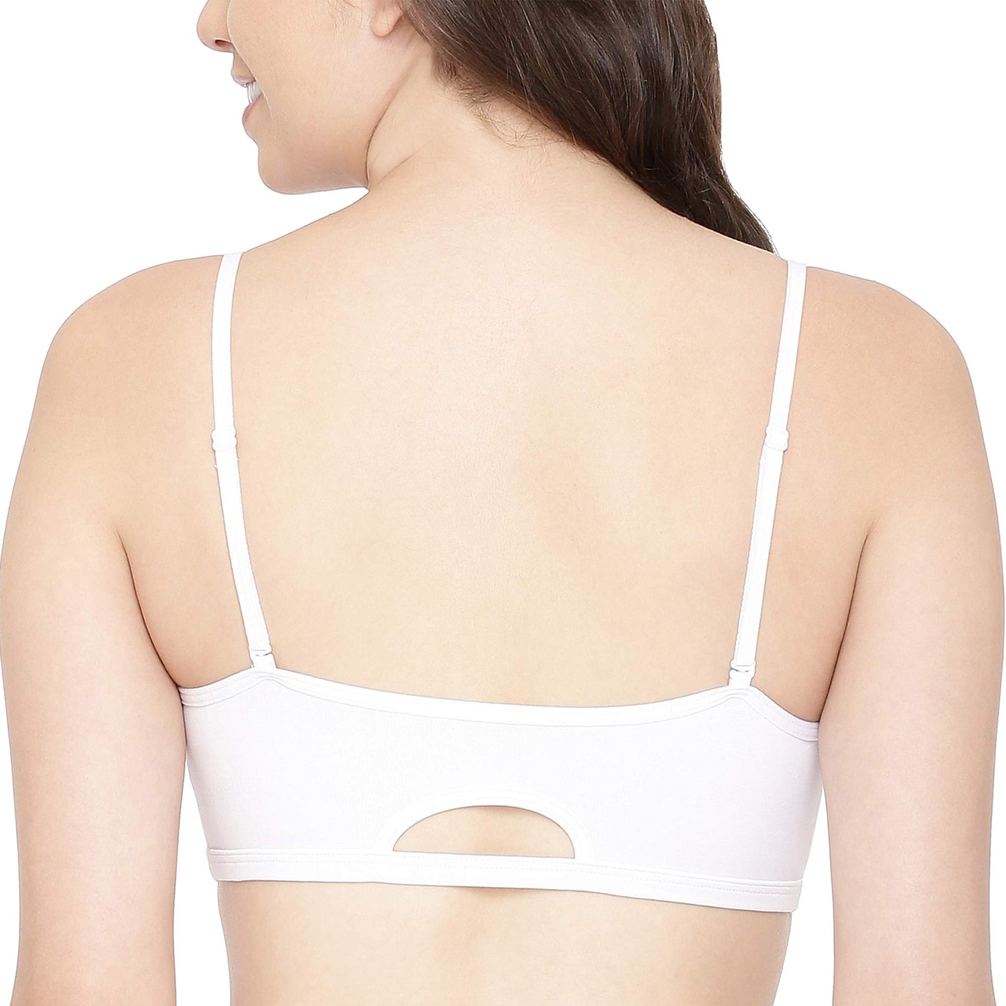Enamor A022 Basic Cotton Stretch Cami with Detachable Straps Bra - Non-Padded Wirefree High Coverage - White
