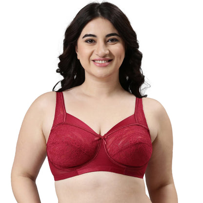 Enamor FB06 Full Support Classic Lace Lift Bra - Non-Padded, Wirefree & Full Coverage