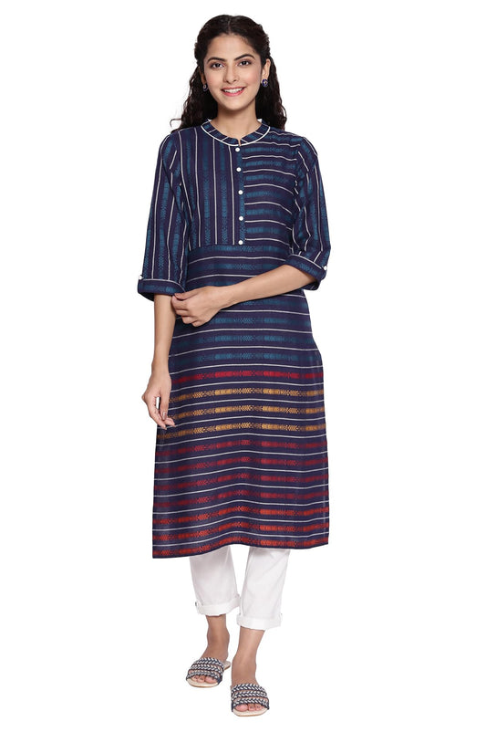 Aurelia Boat Neck Cotton Womens Knee Length Kurta (S21AUA11868-P)