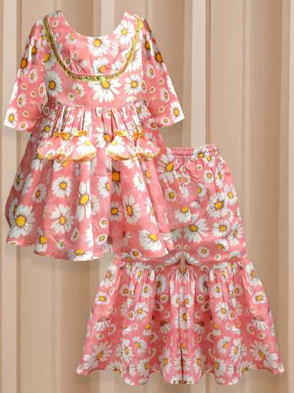 A.T.U.N. (All Things Uber Nice) A.T.U.N. Girls Ethnic Wear Sharara | Corel Printed Kurta With Sharara Set For Girls
