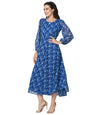 Selvia Western Dress For Women|Georgette Dress For Women|Fit & Flare Dress|Floral Printed Dress For Women|One Piece Dress For Wo
