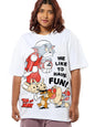 Bewakoof Official Tom & Jerry Merchandise Womens Graphic Printed Oversized Fit Half Sleeve Round Neck Cotton Jersey Plus Size T