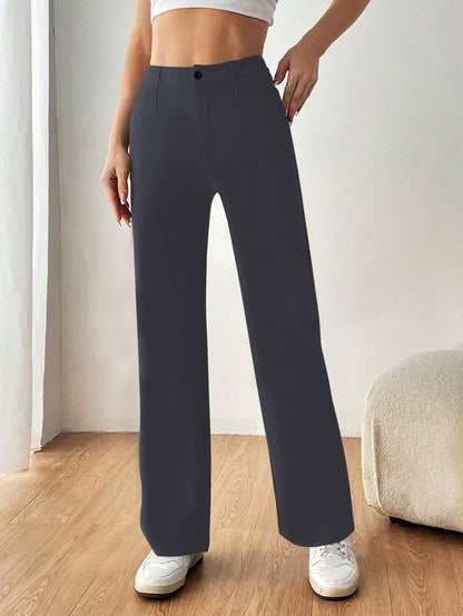 Toochki Trousers for Women | Womens High-Waisted Pant | Trouser | Korean Style | Grey Color