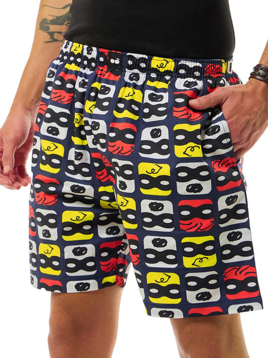 Bewakoof Official Peanuts Merchandise MenS All Over Printed Regular Fit Poplin Cotton Boxers_635750_Blue_S
