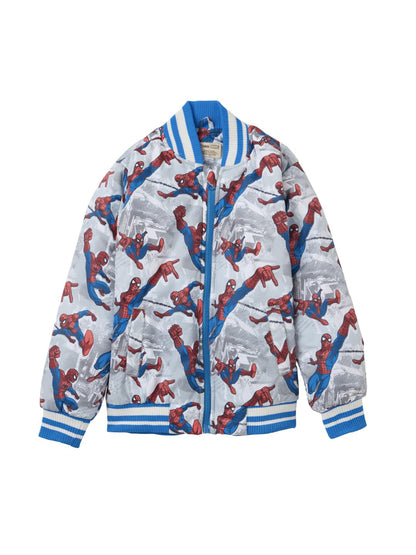 The Souled Store Official Spider-Man: Web-Slinger Boys Long Sleeve Hooded Neck Polyester Graphic Printed Reversible Puffer Jacke
