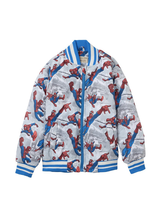 The Souled Store Official Spider-Man: Web-Slinger Men and Boys Long Sleeve Button Front Multicolor Graphic Printed Varsity Jacke