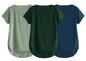 Fabricorn Combo Of Three Plain Bottle Green, Sage Green And Airforce Blue V-Neck Up And Down Cotton Tshirt For Women (Bottle Gre