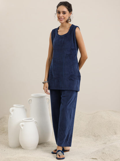 Libas WomenS Velvet Co Ord Set (49033W_Blue
