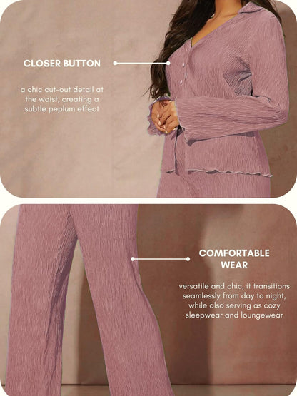 GRECIILOOKS Co Ord Set for Women | Co Ord Set for Women Stylish | Textured Co Ord Set for Women | Travel Co Ord Set for Women |