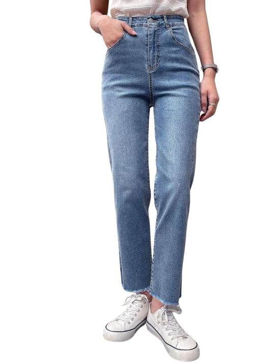 Greciilooks Regular Pant Baggy High Waist | Bell Bottom Jeans For Women (Gl-Dj-33_Sky Blue