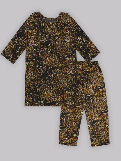 A.T.U.N. (ALL THINGS UBER NICE) Girls Floral Printed 3/4 Sleeve Kurti and Pant Set | Stylish Traditional Ethnic Wear Salwar Suit