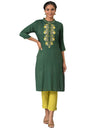 Green Liva Zari Embroidered Kurta With Trousers