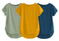 Fabricorn Combo Of Three Plain Mustard Yellow, Sage Green And Airforce Blue Round Neck Up And Down Cotton Tshirt For Women (Must