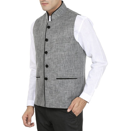 Wintage Men'S Rayon Bandhgala Festive And Casual Nehru Jacket Waistcoat-Dark Grey