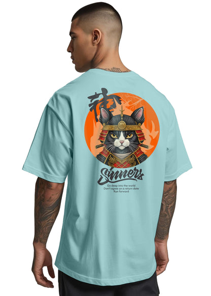 Peppyzone Mens Oversized Fit T-Shirt (PZ-OST-Trendy50_Sky Blue