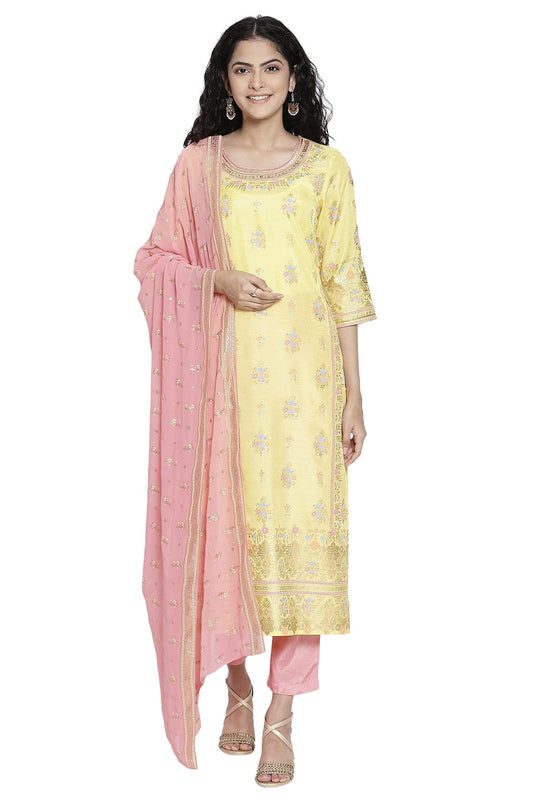 Aurelia Women's Viscose Solid Regular Kurta, Trouser & Duppata