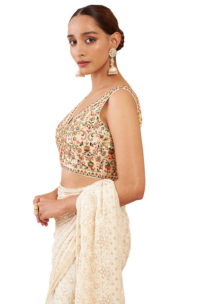 Soch Beige Art Silk Blouse With Embroidery