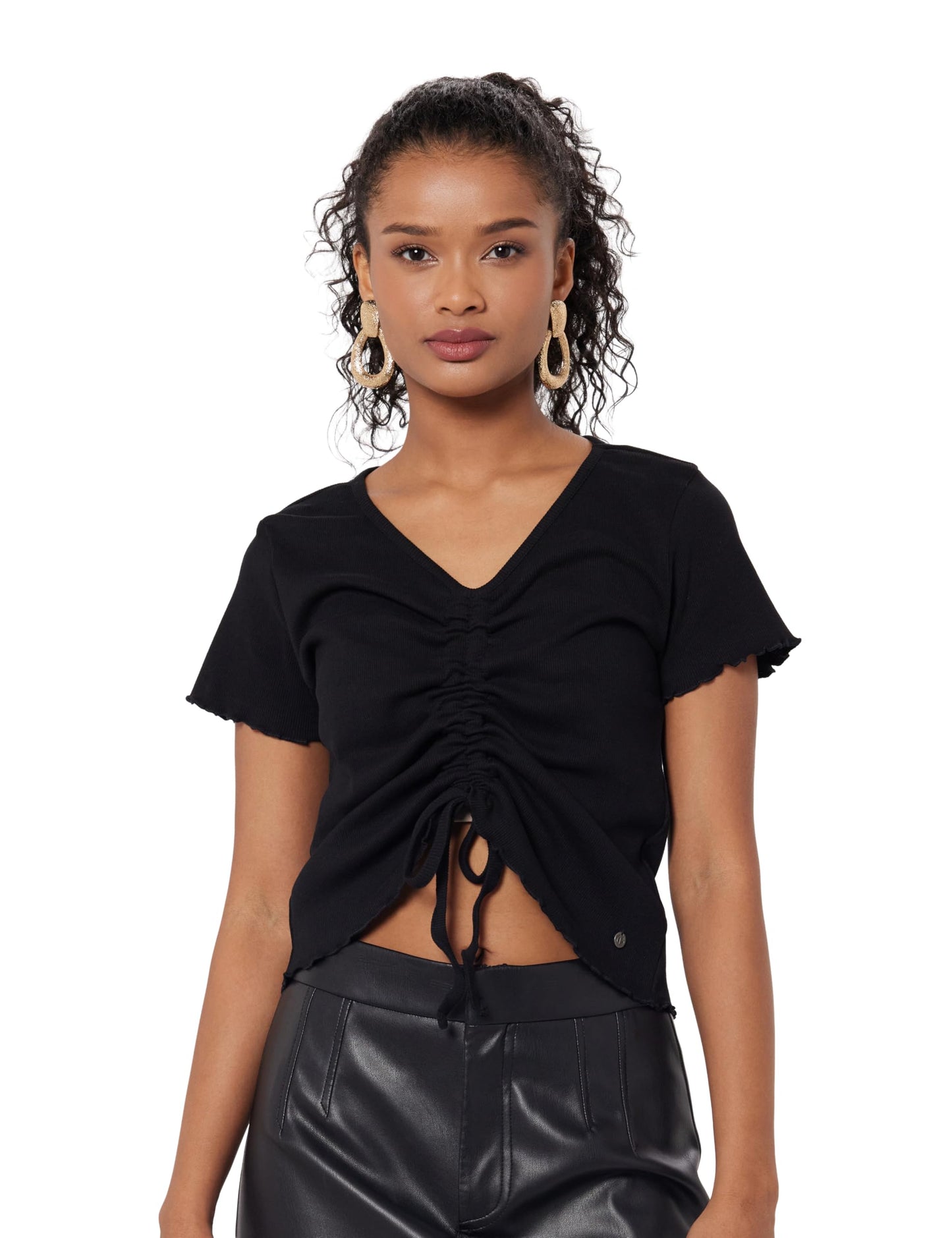 Pepe Jeans Solid Cotton Round Neck WomenS T-Shirt (Black, Medium)