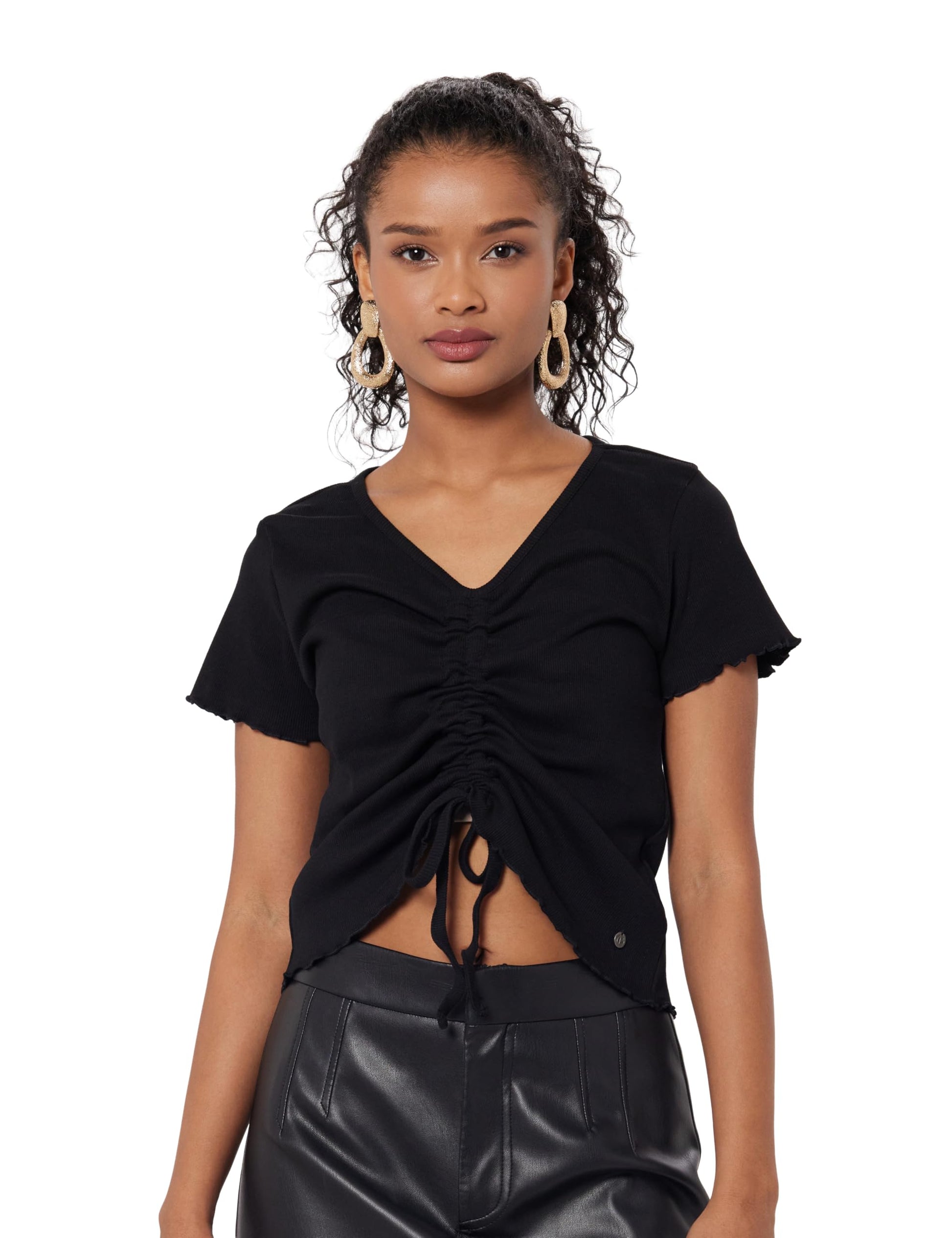Pepe Jeans Solid Cotton Round Neck WomenS T-Shirt (Black, Medium)