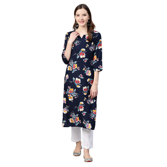 idaLia Women's Navy Blue Cotton Dress
