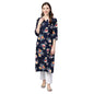 idaLia Women's Navy Blue Cotton Dress