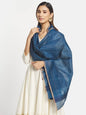 Fabindia Teal Silk Jamdani Stole (Free Size)