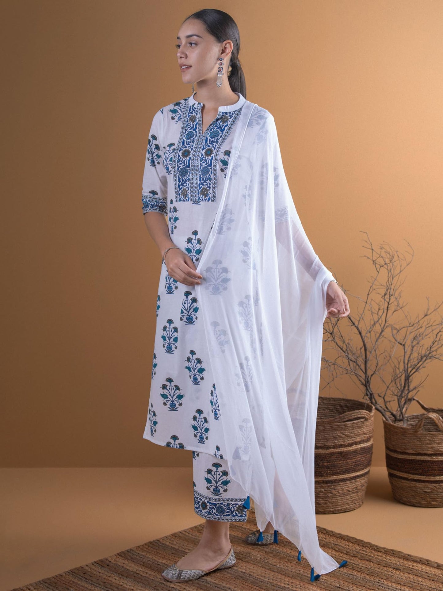 Libas WomenS Cotton Kurta Sets (6538_White