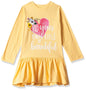 T2F Girls Cotton A-Line Knee-Length Casual Dress (GLS-DRZ-05_Yellow