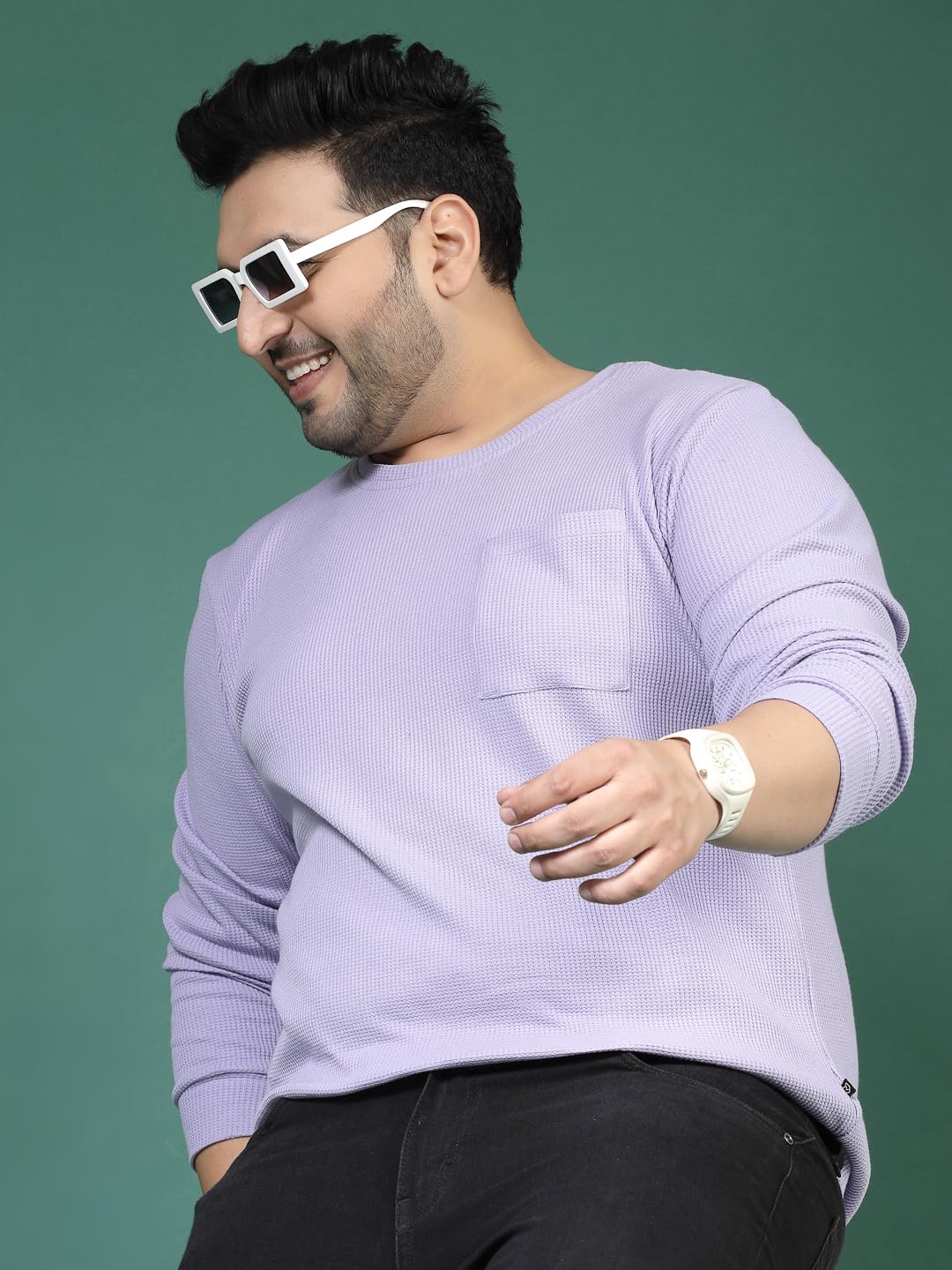 Rigo Plus Size T-Shirt for Men | Round Neck, Solid T-Shirt for Men | Full Sleeves Plus Size T-Shirt for Men | Casual Wear, Styli
