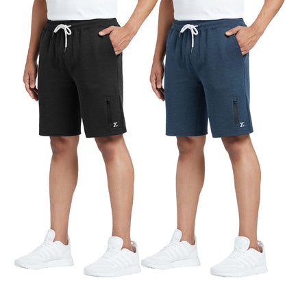 XYXX Athleisure Mens Cotton Melange Shorts | Ultra-Smooth Casual Everyday Wear | Tailored Relaxed Fit Solid Hype Shorts with Zi