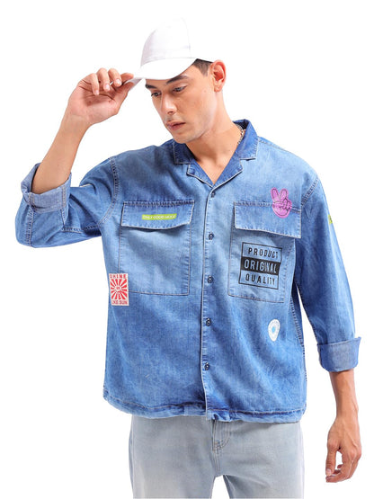 The Indian Garage Co Mens Regular Fit Shirt (0723-CBDNMSRT-01_Dark Blue