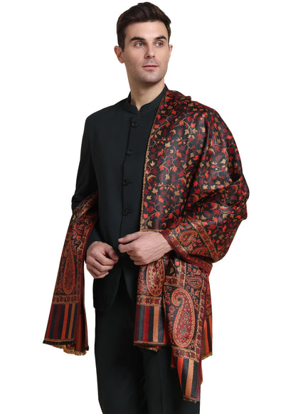 Weavers Villa Mens Acro Wool Blended Shawl - Handloom Woven Paisley Pattern - Stoles for Men - Gents Shawls - Soft & Warm Wrap