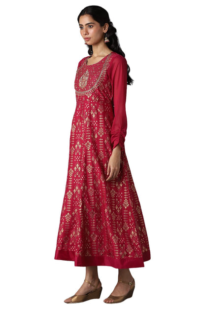 Aurelia Pink Foil Pattern Kurta With Zari And Sequins