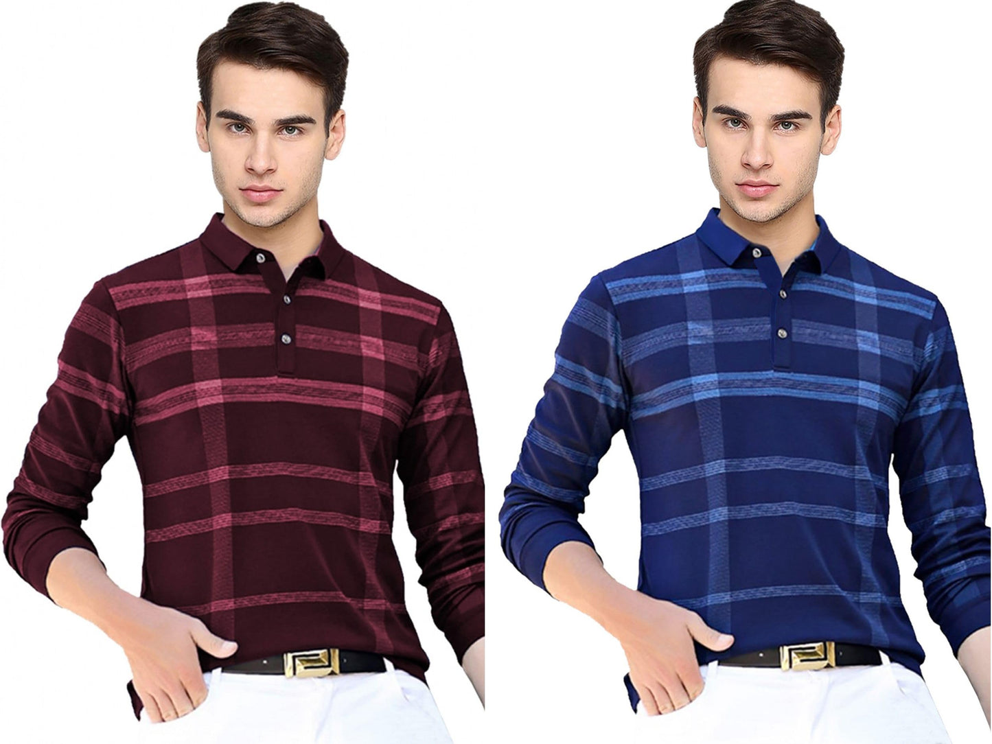 Noble Monk MenS Polo Neck Full Sleeves T-Shirt | Causal Tshirt For Men