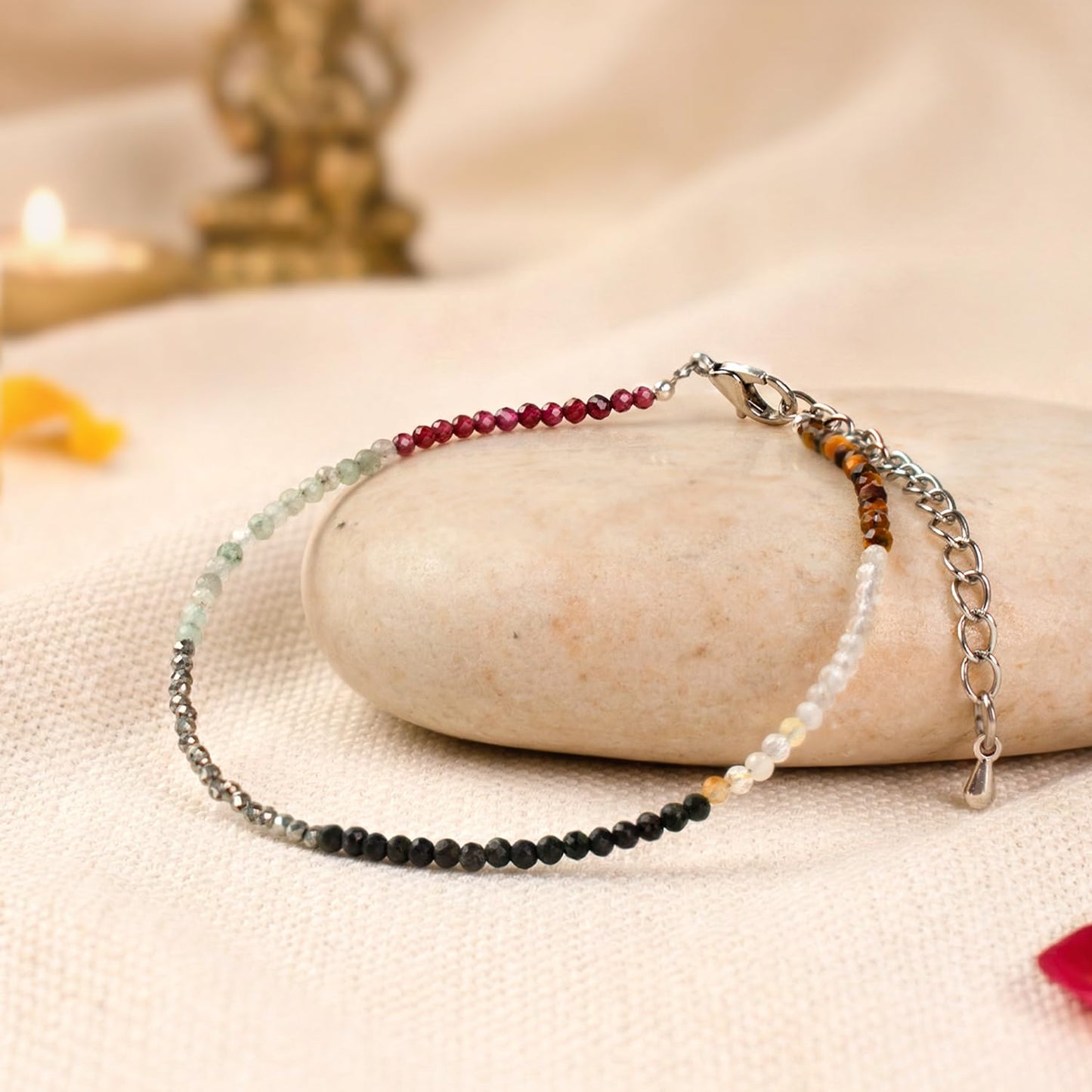Astrotalk Dhan Yog Anklet | Pyrite, Jade, Tiger Eye, Citrine, Clear Quartz, Green Aventurine Bracelet for Wealth, Prosperity & Growth | Anklet for Women | Jewellery for Women | Valentine Gift for Girlfriend