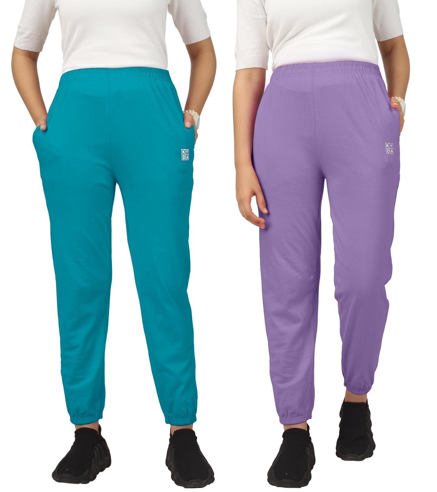 Kyda Kids Cotton Regular Fit Track Pants For Girls (Pack Of 2)