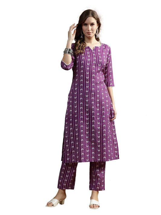 Stylum Womens Printed Cotton Blend Straight Kurta Pant Set