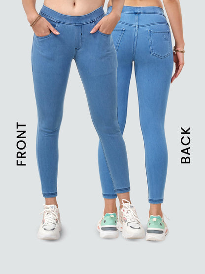 Lyra WomenS Solid Mid Rise | Rich Cotton Knitted Fabric | Regular Length | Pack Of 1 Ice Blue