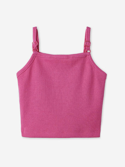 The Souled Store Official The Smurfs: Flower Power Girls Sleeveless Pink Cotton Tank Tops
