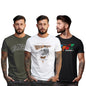 Peppyzone S to 5XL Stylish Printed Cotton Round Neck Tshirt for Men - 100% Cotton, Half Sleeve, Combo Pack of 3 T Shirts for Men