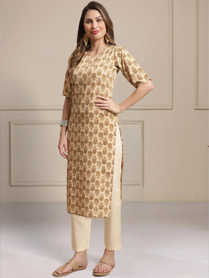 Tee Projekt Printed Crepe Kurti & Pant Set For Women Festival Wear Stylish Kurta Set