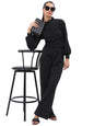 Ketch Polyester Blend Women Fashion Wear Casual Fit Co-Ord Set Standard Length Playwear Dress (Khce000076_Black_S)