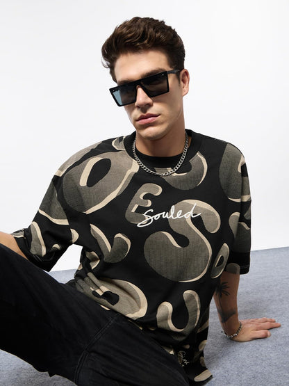 The Souled Store: Waves Men and Boys Short Sleeves Round Neck Graphic Printed Cotton Lightweight Comfortable All-Season Oversize